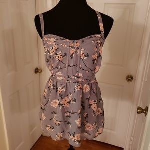 Torrid Floral Chiffon Babydoll Cami Top grey